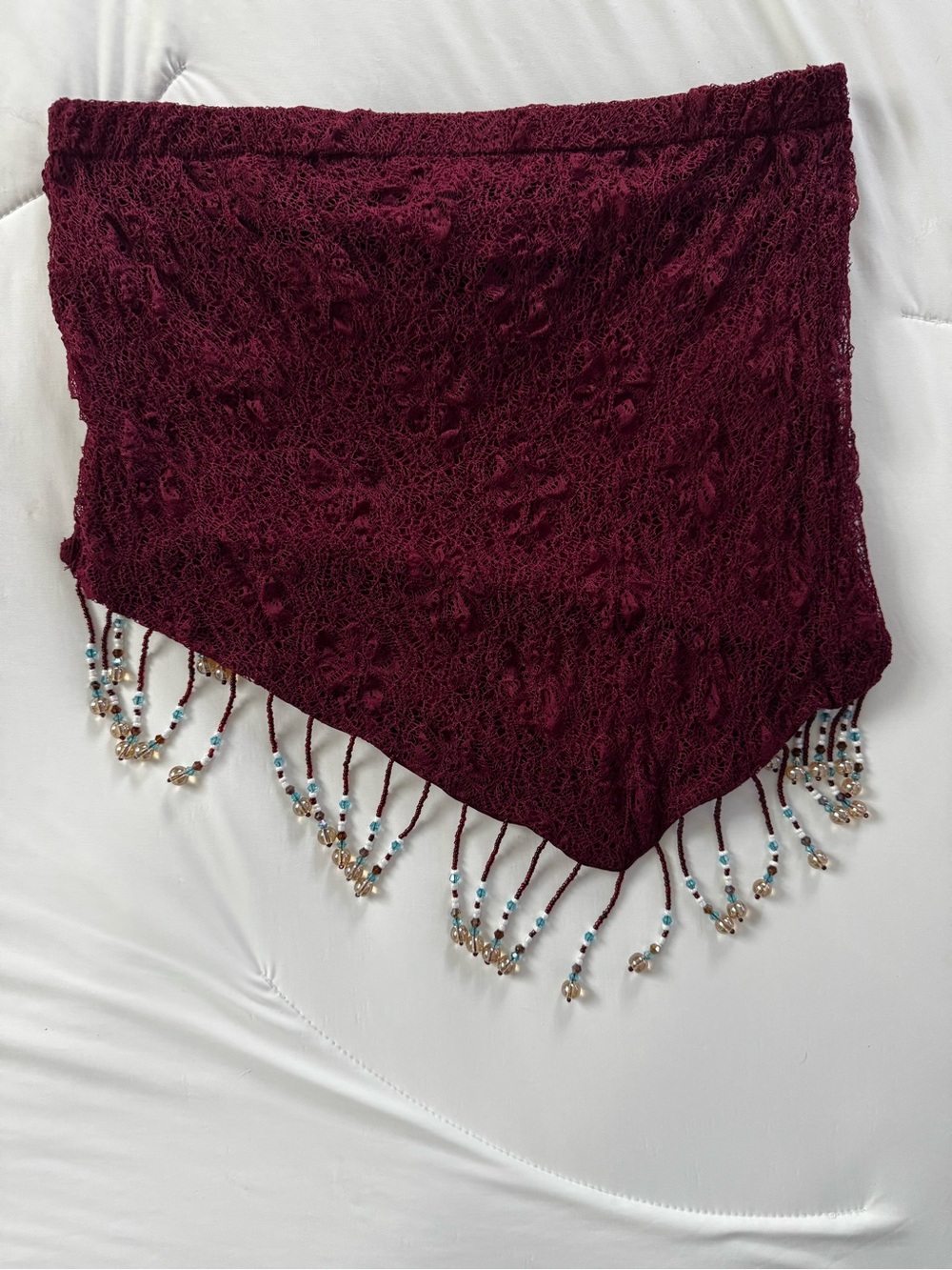 Women’s Beaded Lace Tube Top- Burgundy